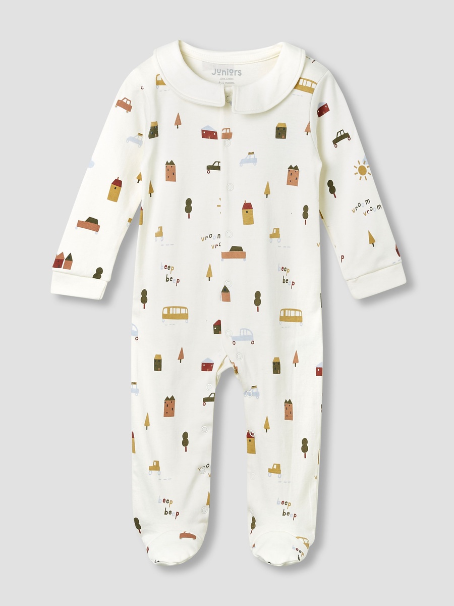 Printed Sleepsuit with Long Sleeves