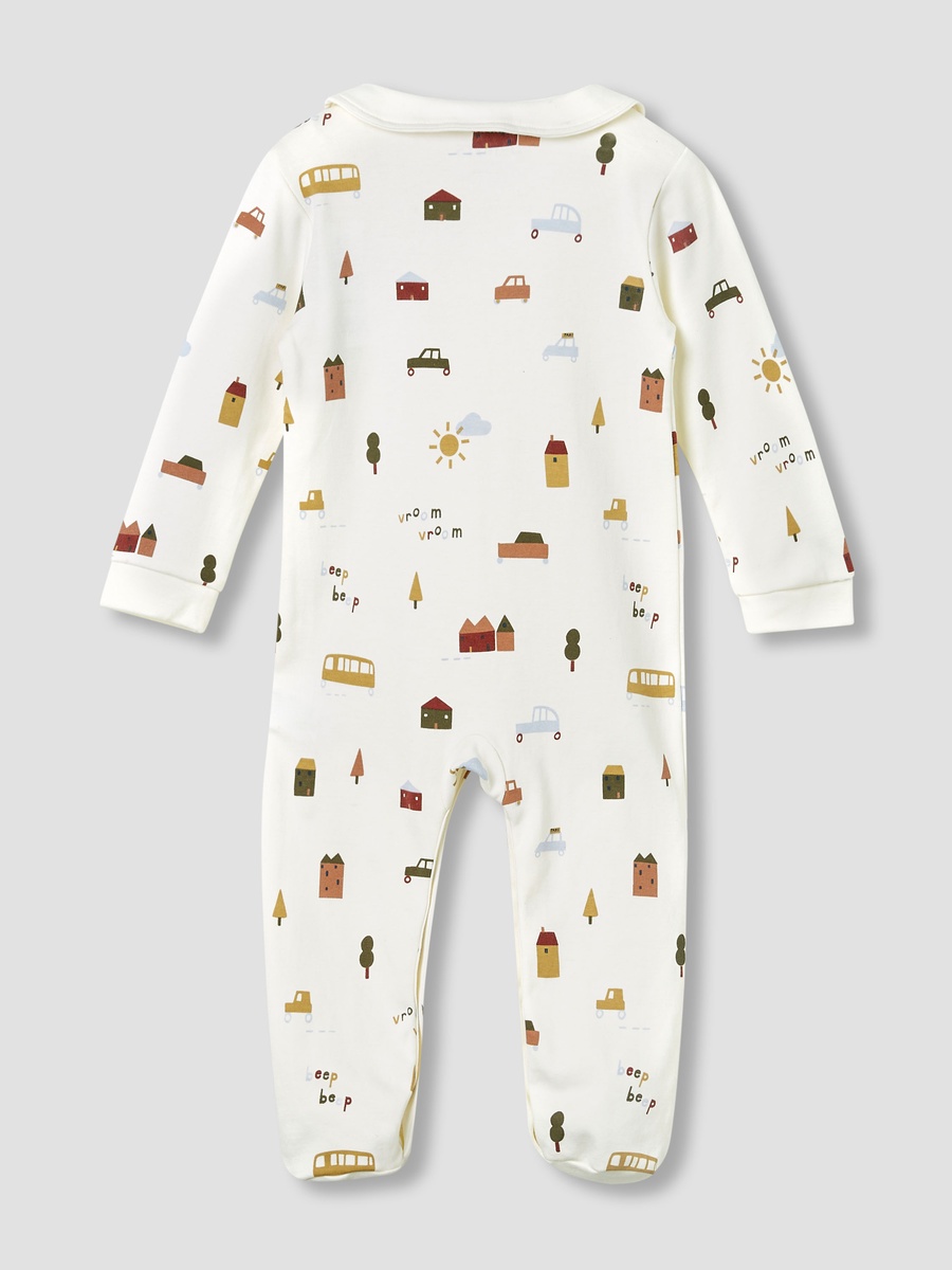 Printed Sleepsuit with Long Sleeves