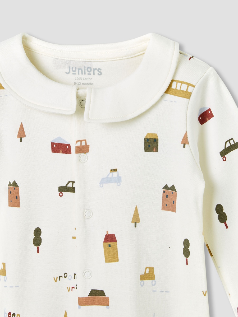 Printed Sleepsuit with Long Sleeves