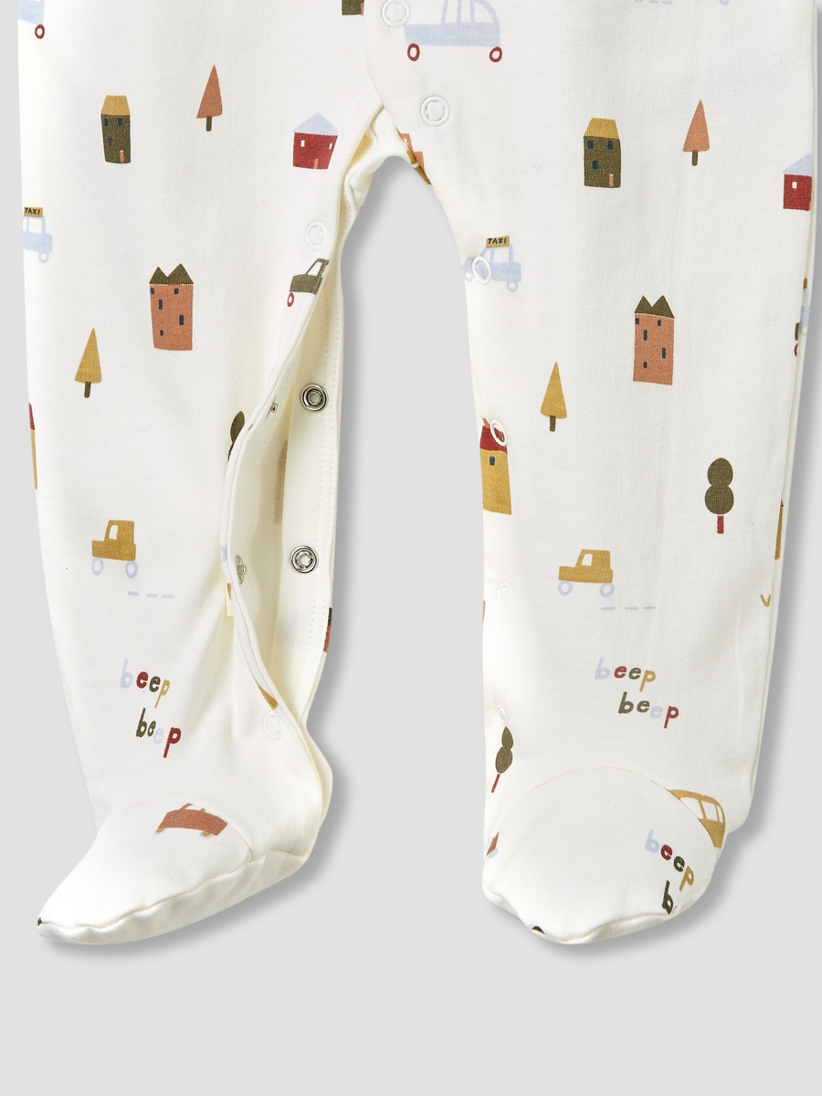 Printed Sleepsuit with Long Sleeves