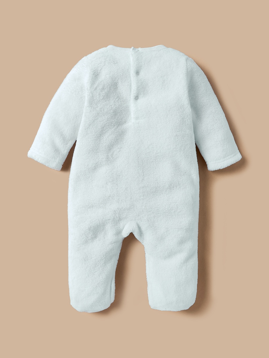 Sheep Face Applique Sleepsuit with Long Sleeves and Button Closure