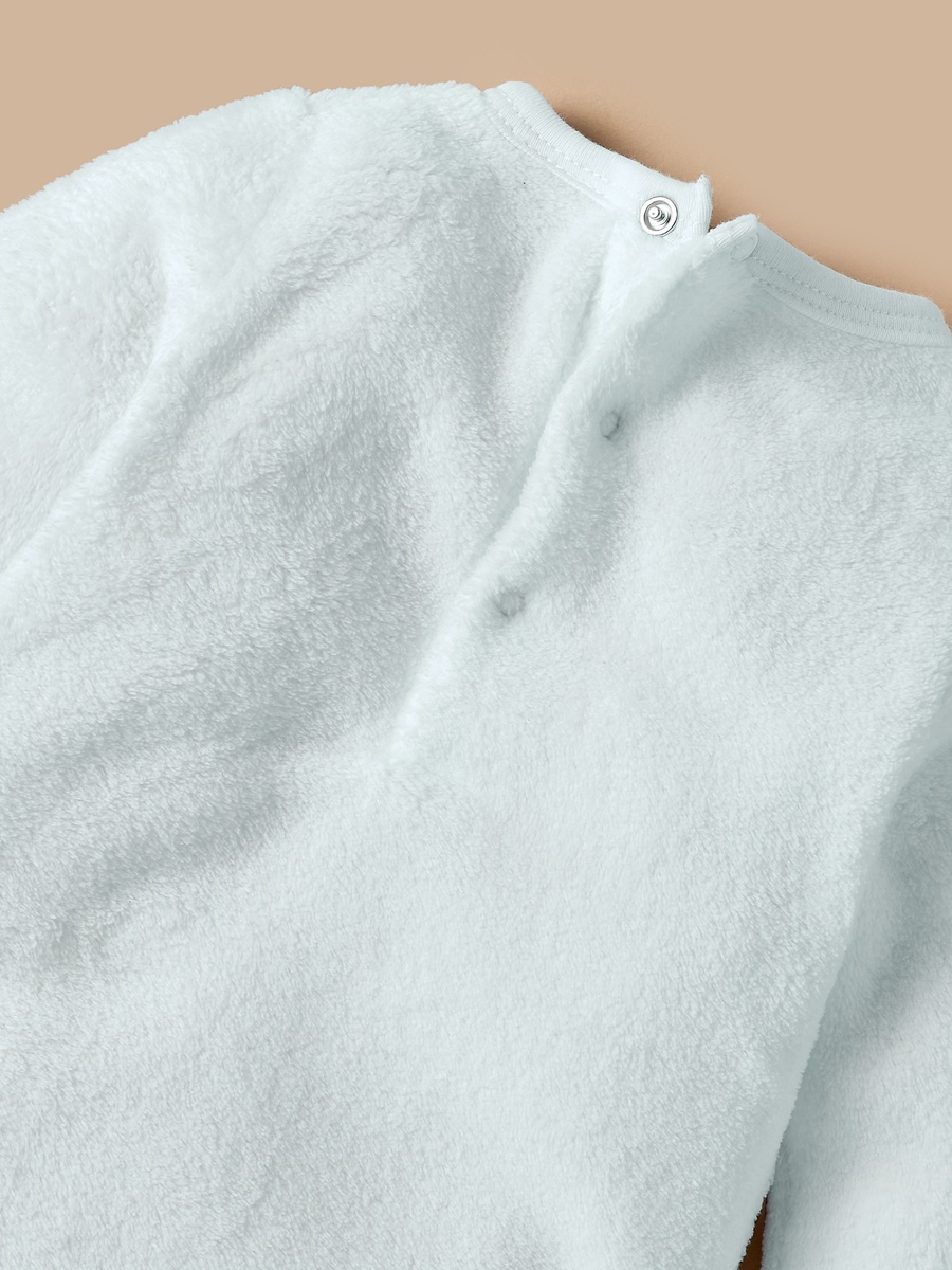 Sheep Face Applique Sleepsuit with Long Sleeves and Button Closure