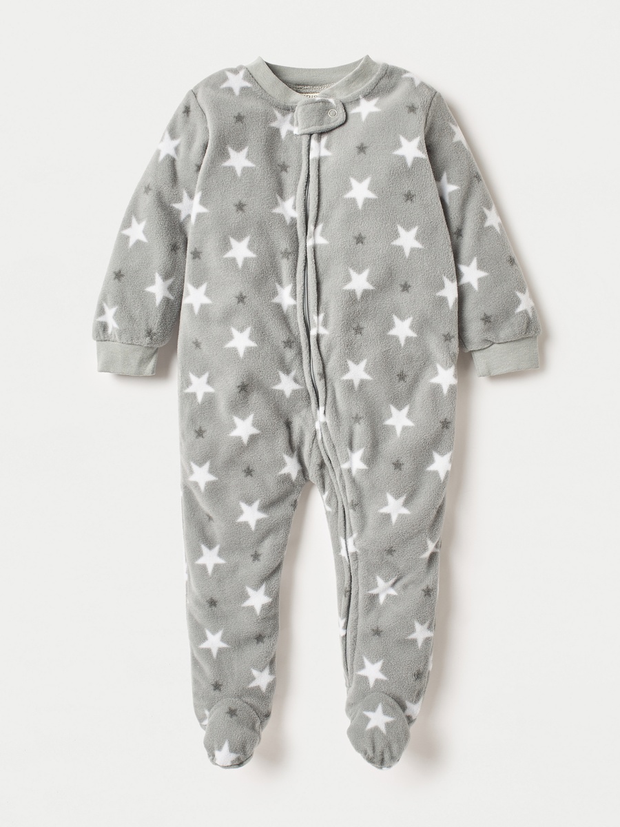 All-Over Star Print Fleece Sleepsuit with Zip Closure