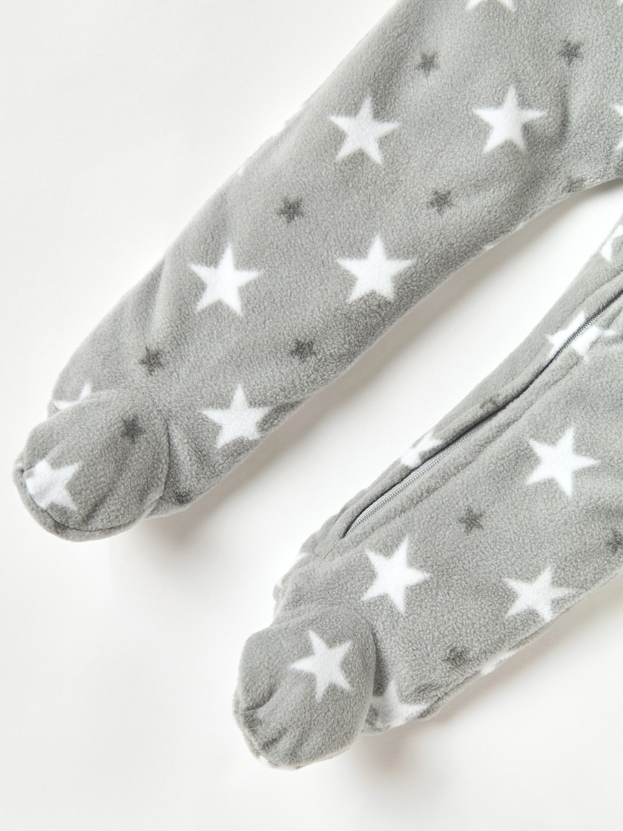 All-Over Star Print Fleece Sleepsuit with Zip Closure