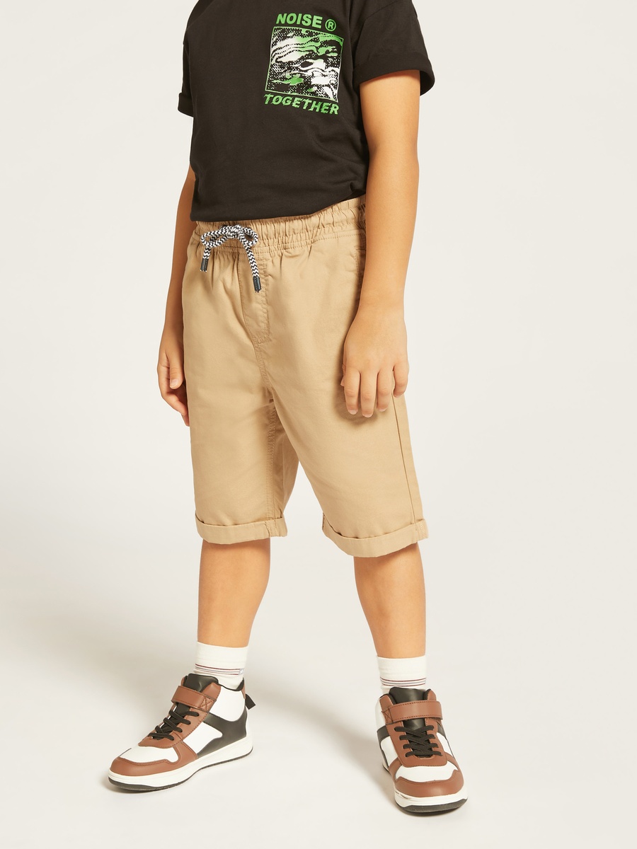 Solid Shorts with Drawstring Closure