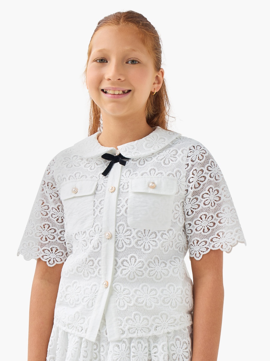Shirt and Skirt Set with Lace Detail
