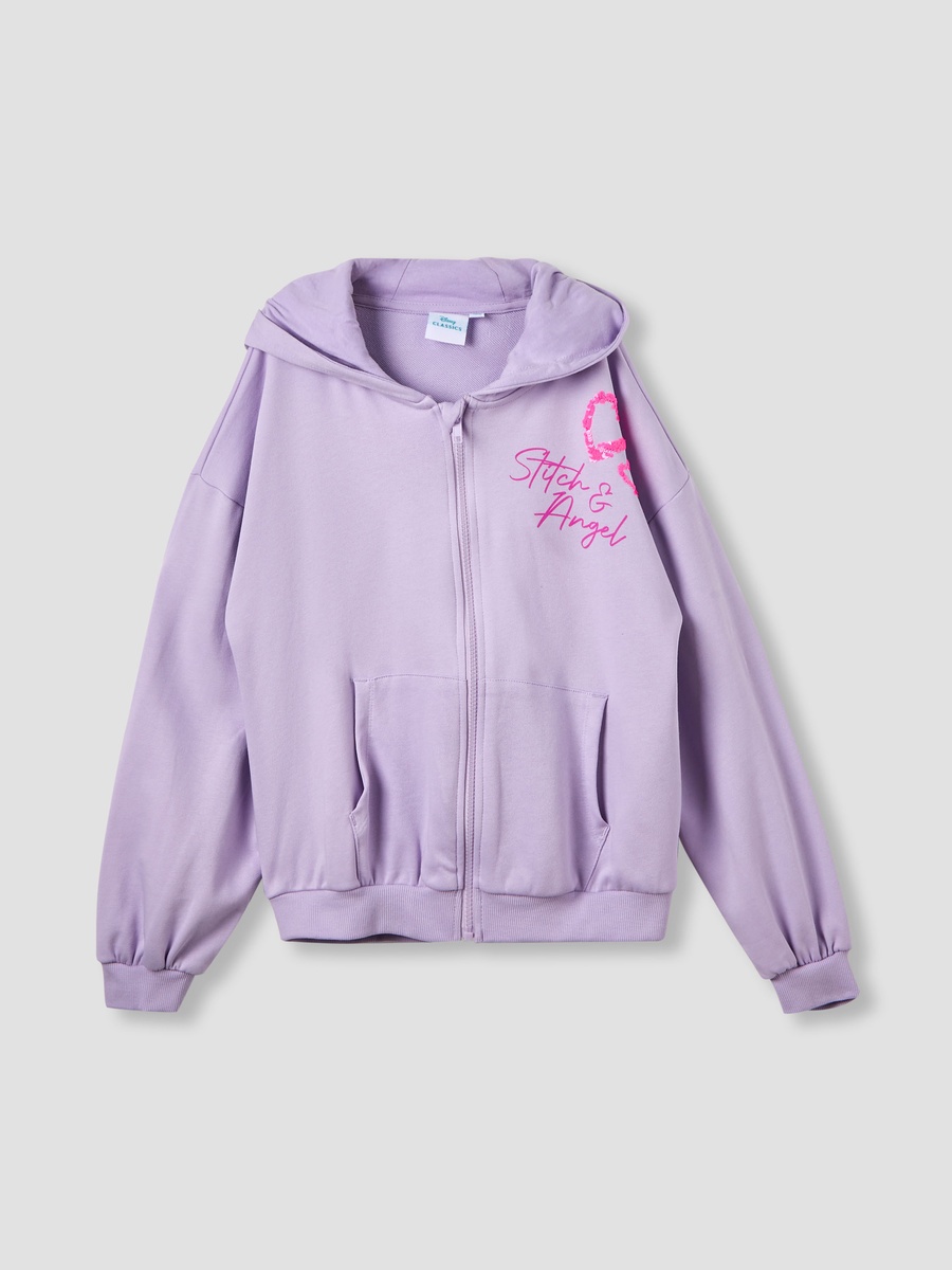 Hooded Neck Long Sleeve Hoodie and Pants Set with Stitch Print