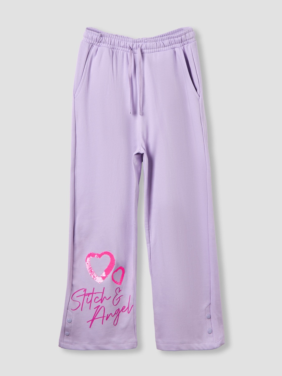 Hooded Neck Long Sleeve Hoodie and Pants Set with Stitch Print