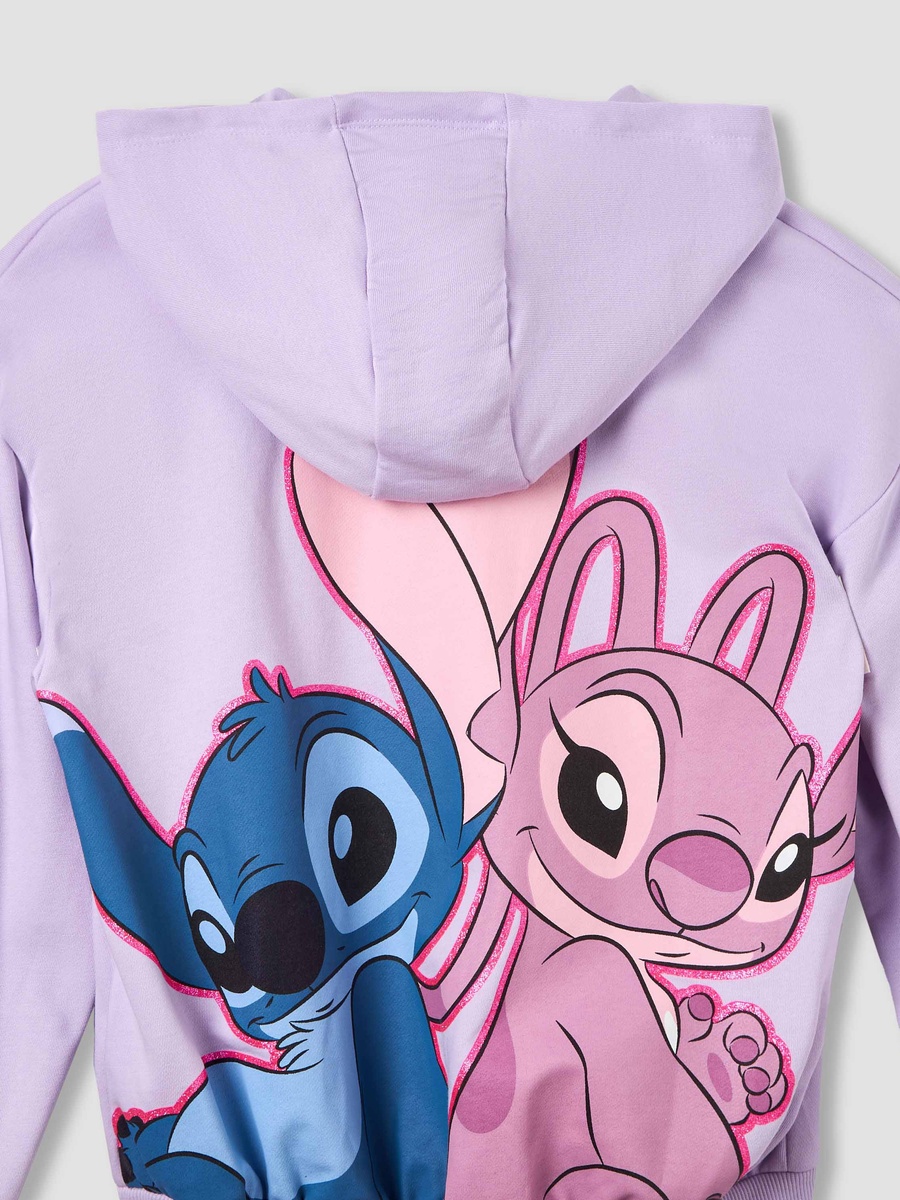 Hooded Neck Long Sleeve Hoodie and Pants Set with Stitch Print