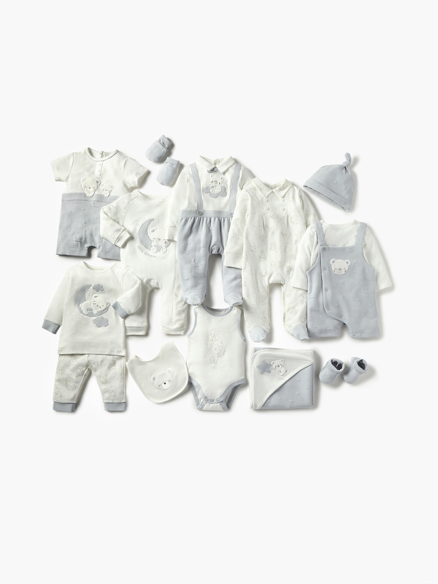 Bear Applique Romper with Short Sleeves and Button Closure