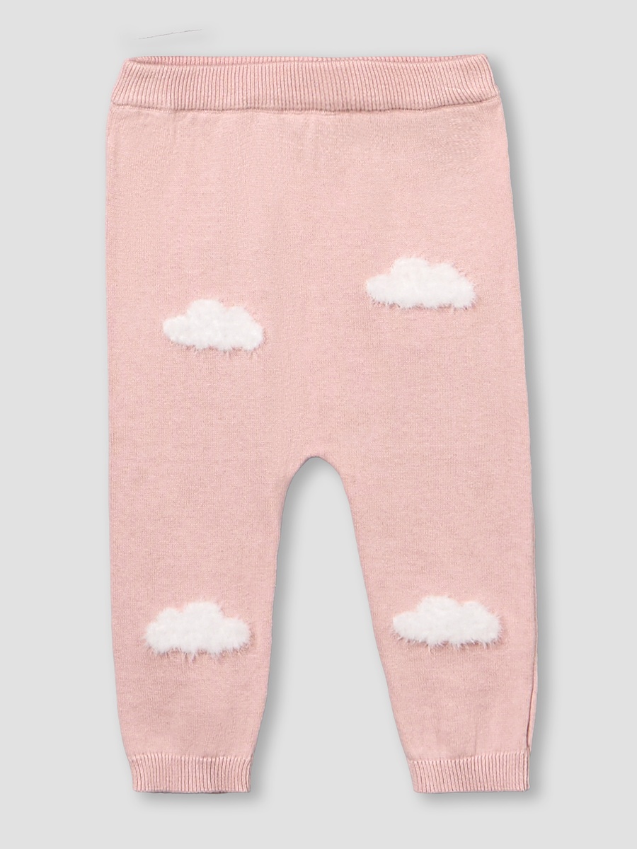 Cotton Round Neck Long Sleeves Pyjama Set with Cloud Knit Design