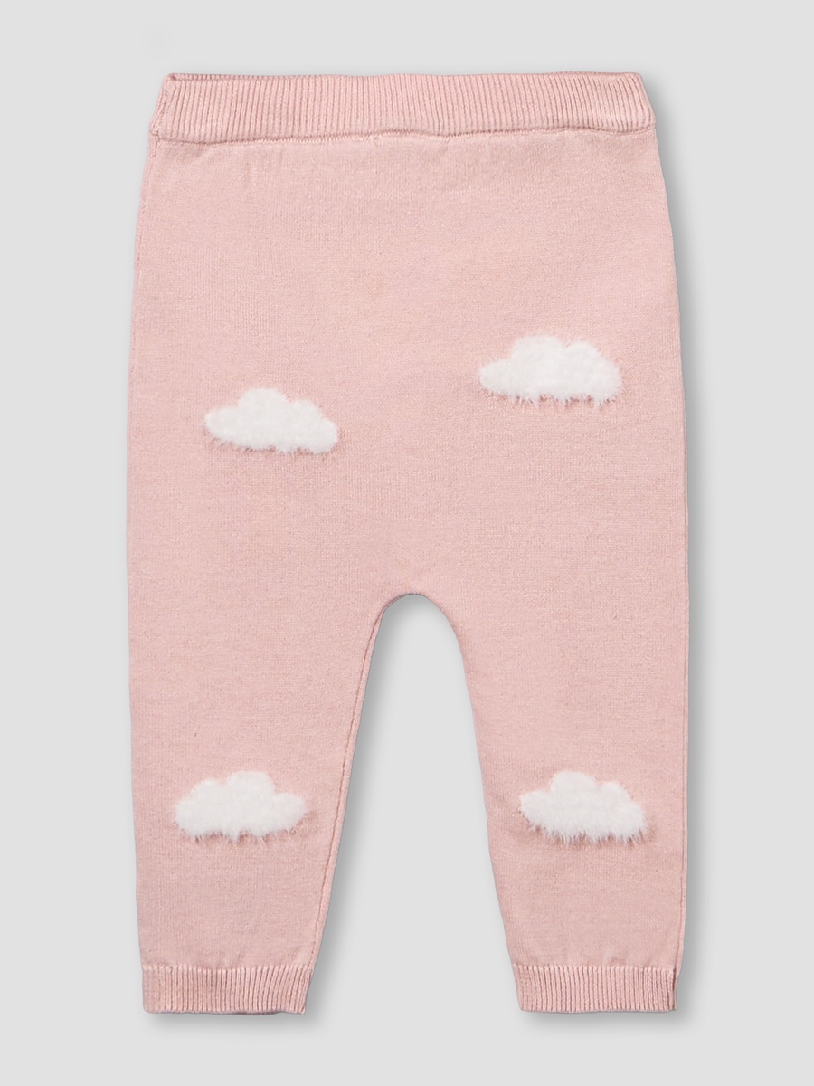 Cotton Round Neck Long Sleeves Pyjama Set with Cloud Knit Design