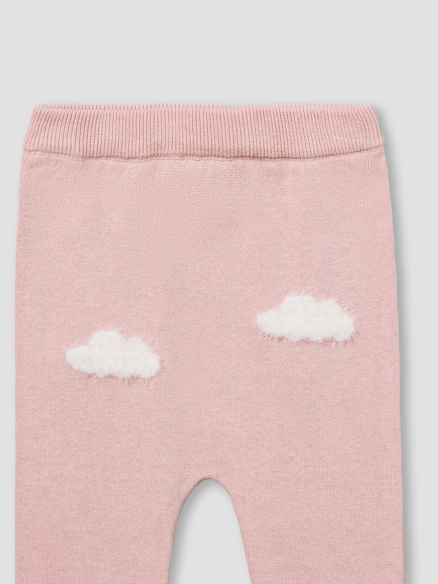Cotton Round Neck Long Sleeves Pyjama Set with Cloud Knit Design