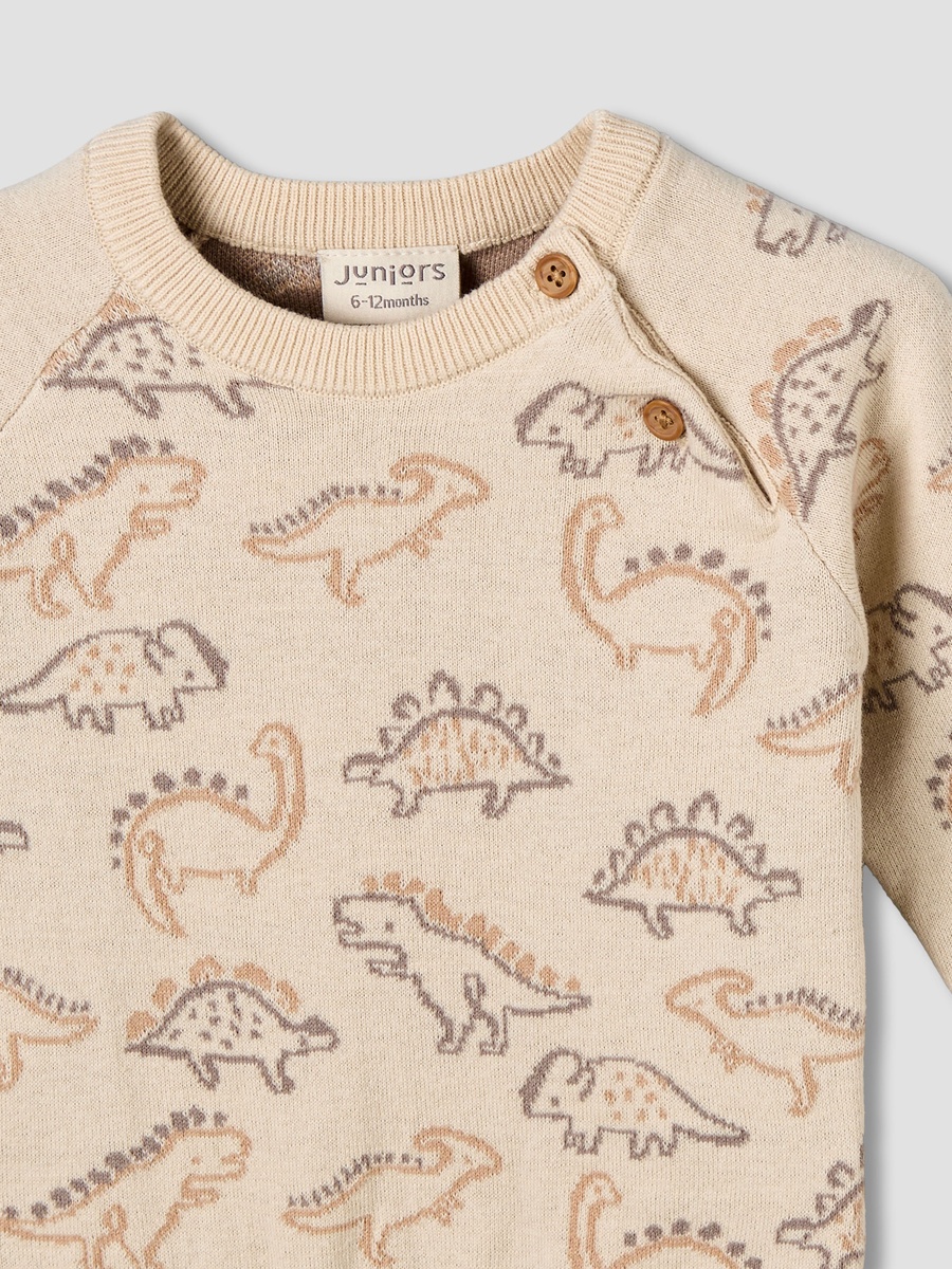 Cotton Long Sleeves Pyjama Set with Dinosaur Print