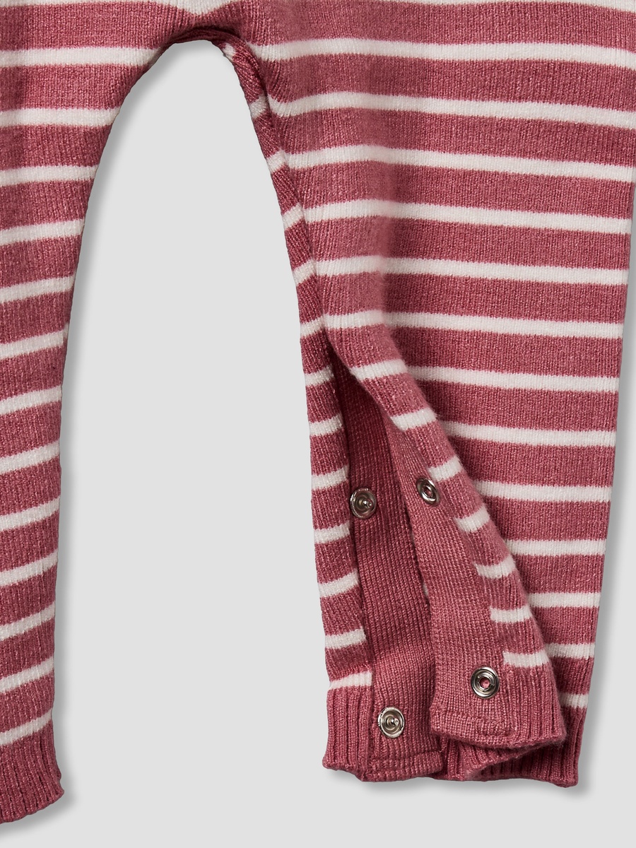 Cotton Hooded Long Sleeves Sleepsuit with Stripes