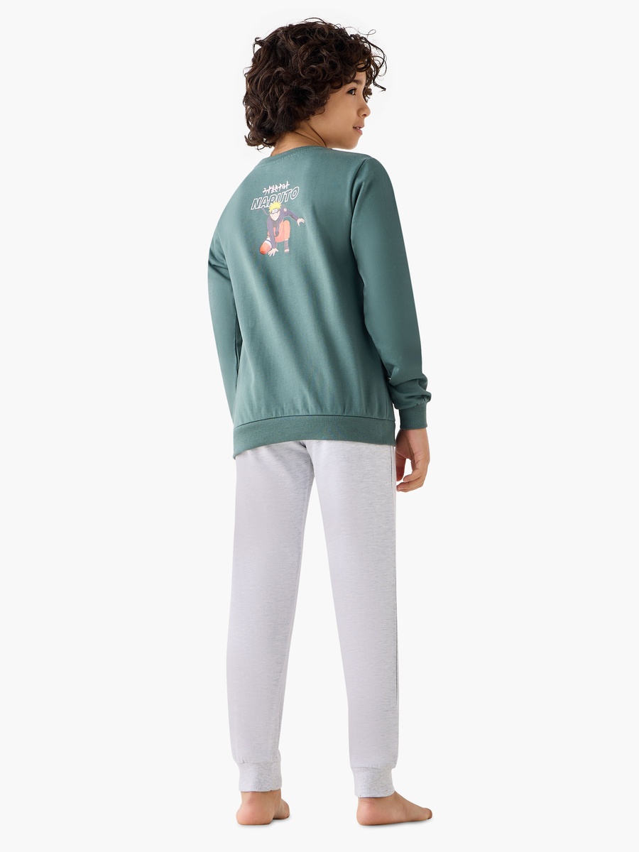 Cotton Crew Neck Pyjama Set with Naruto Print