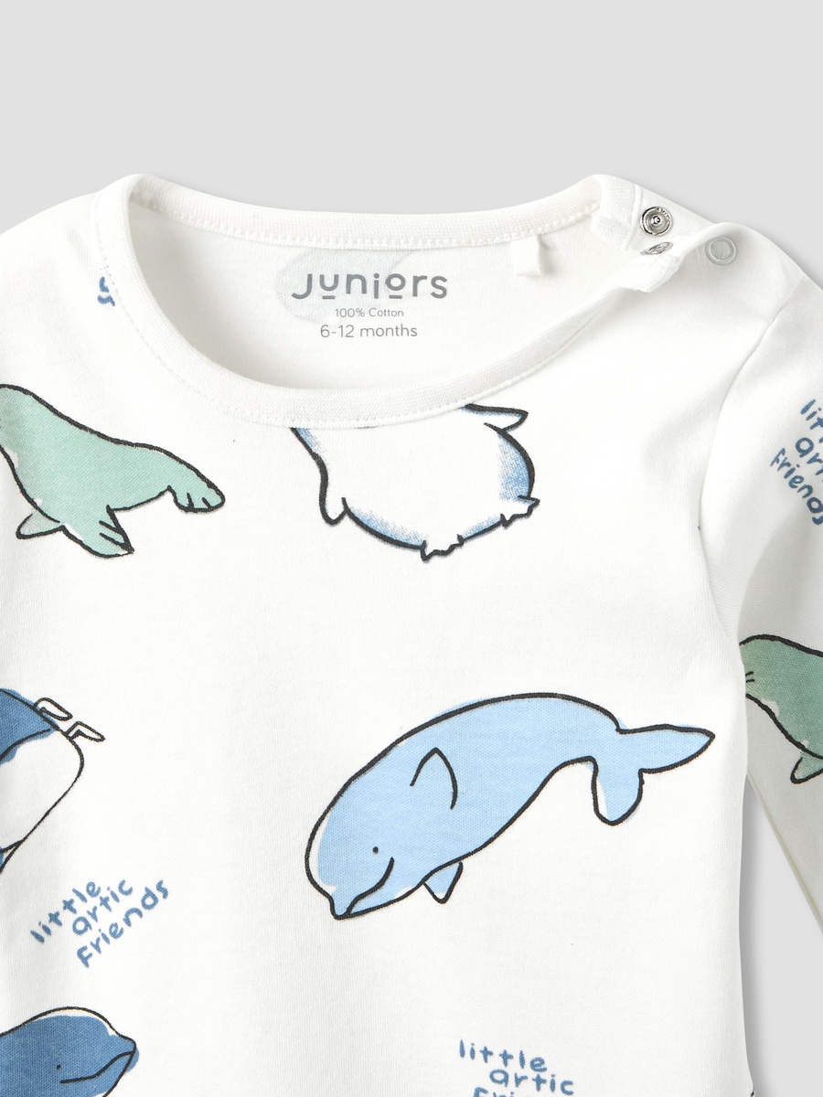 Pack of 3 - Cotton Crew Neck Long Sleeves Pyjama Set with Print