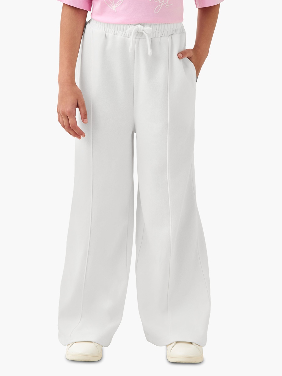 Elastic Waist Wide Leg Track Pants with Tipping Detail