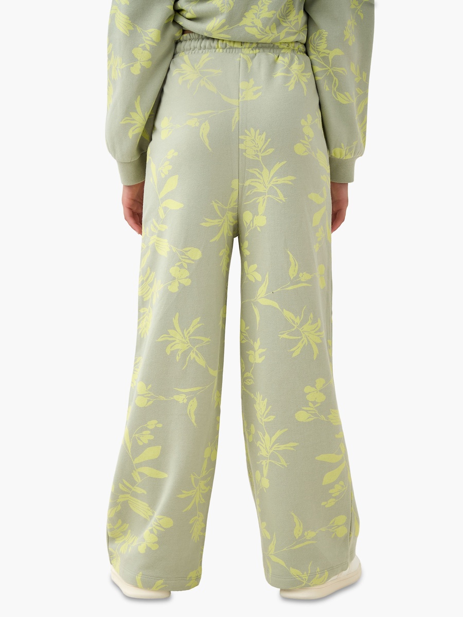 Drawstring Waist Wide Leg Track Pants with Floral Print