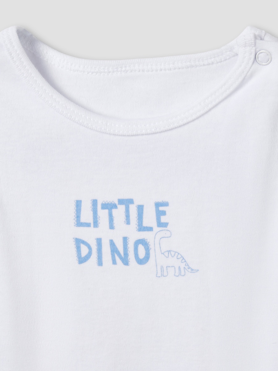 Pack of 5 Cotton Round Neck Sleeveless Bodysuit with Dinosaur Print