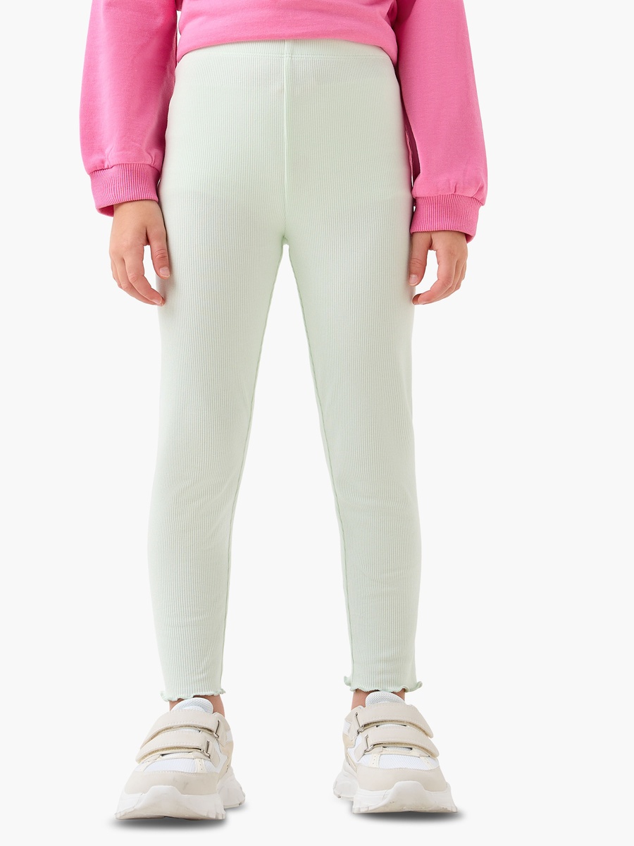 Leggings with Ribbed Texture and Elastic Waist