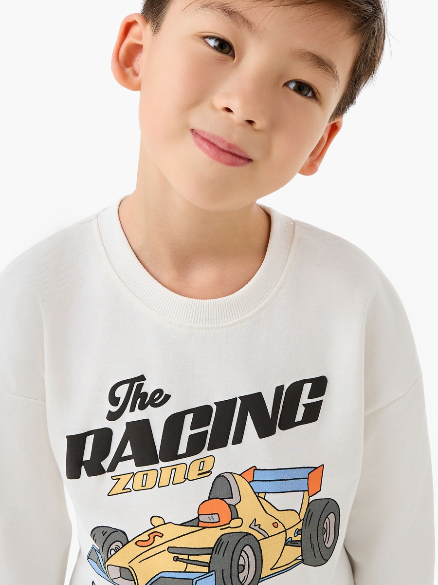 Cotton Crew Neck Sweatshirt with Print