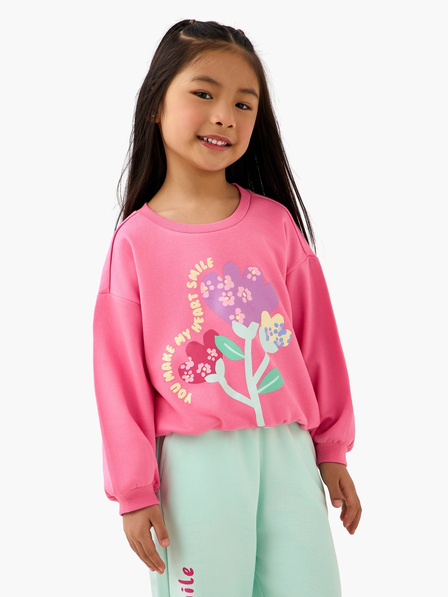Floral Print Sweatshirt with Long Sleeves