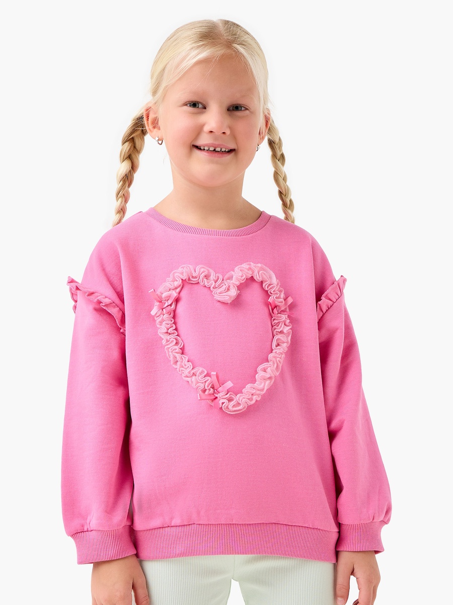 Heart Applique Sweatshirt with Long Sleeves