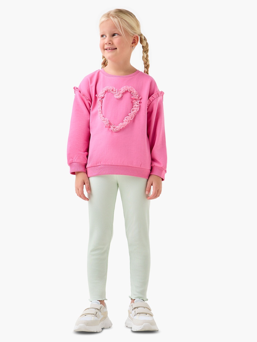 Heart Applique Sweatshirt with Long Sleeves