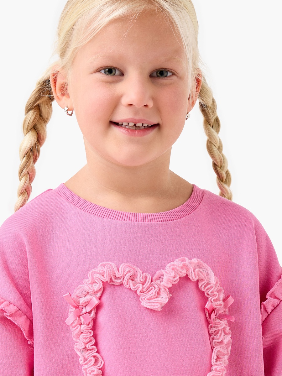 Heart Applique Sweatshirt with Long Sleeves