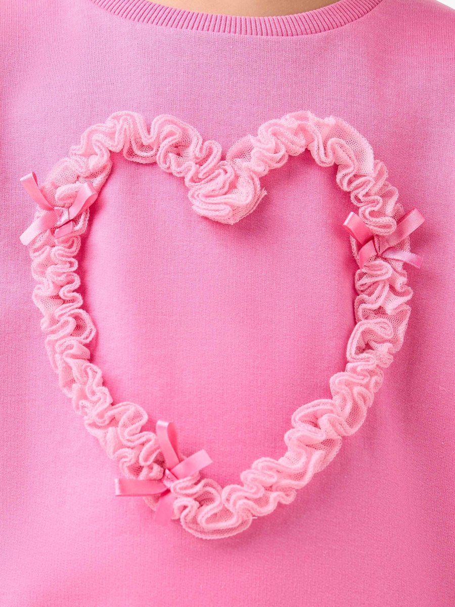 Heart Applique Sweatshirt with Long Sleeves