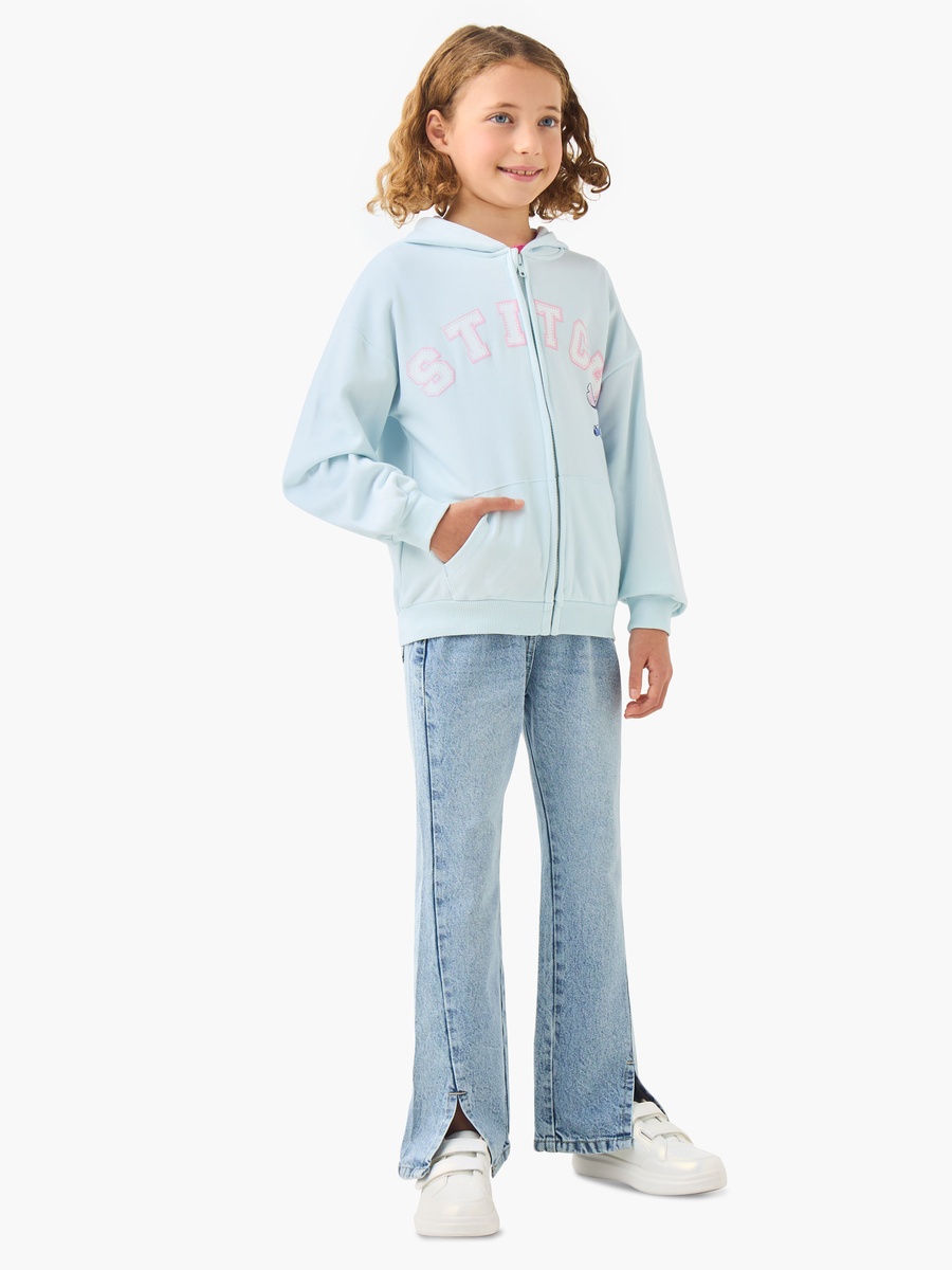 Hooded Sweatshirt with Stitch Print