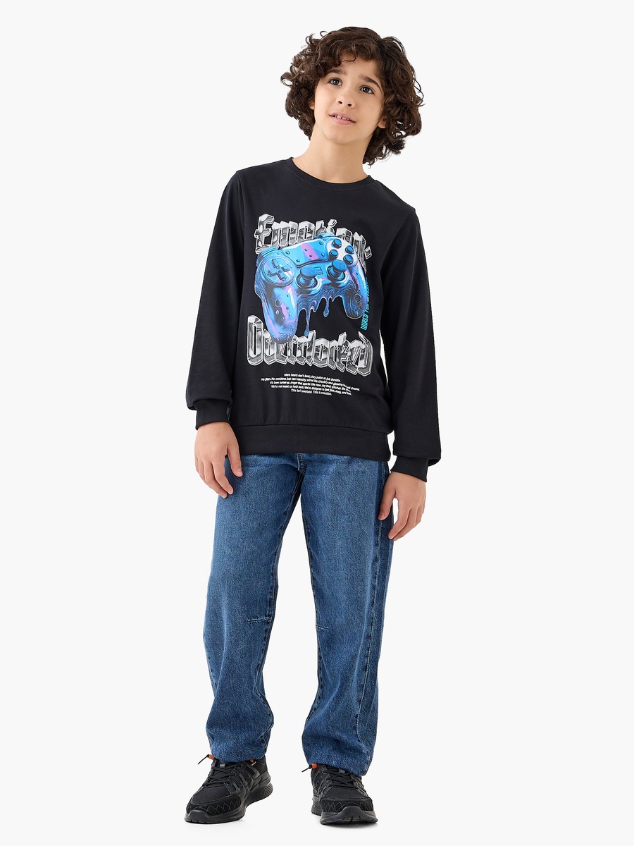 Gaming Print Sweatshirt with Long Sleeves