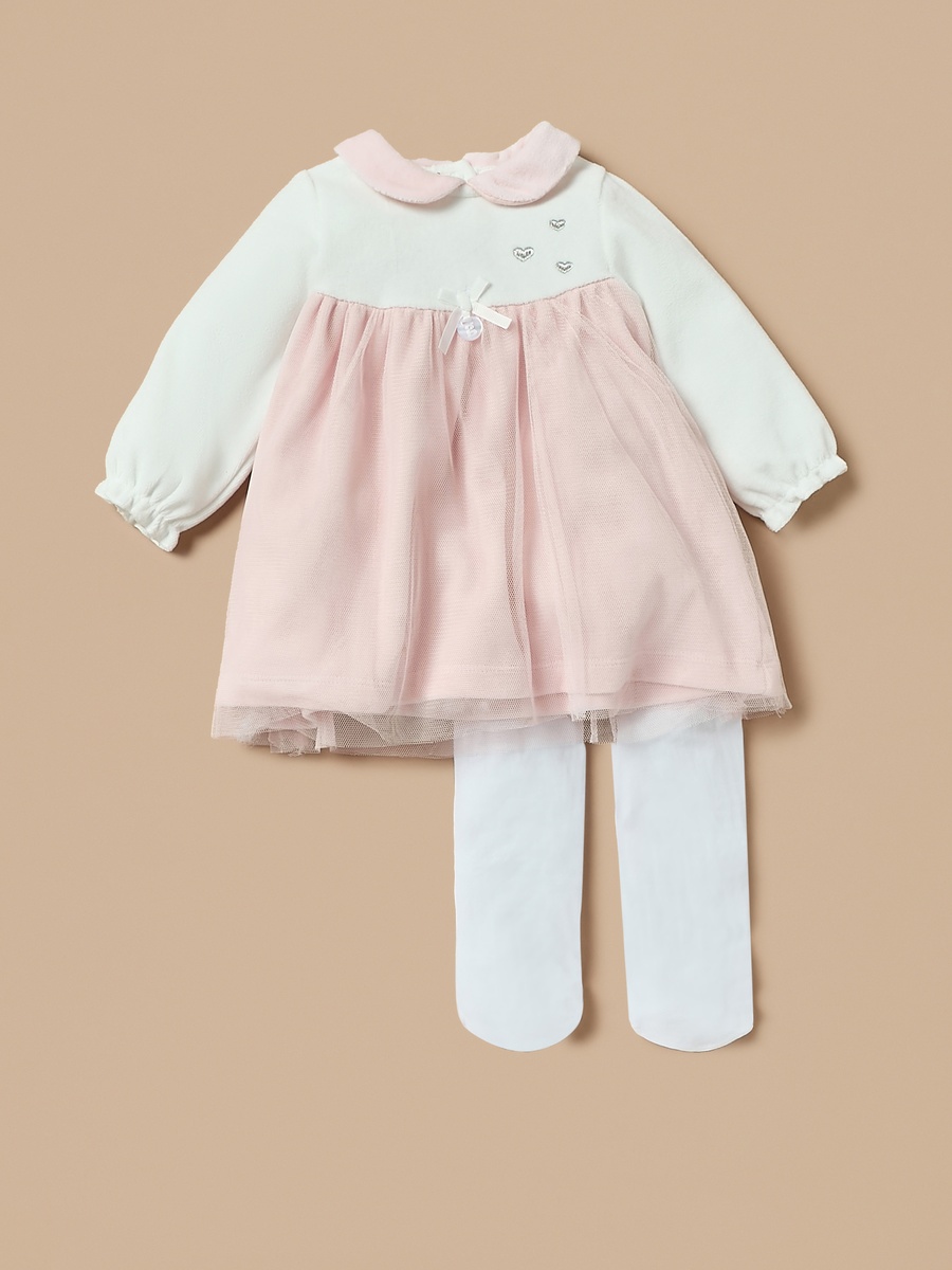 Colourblock A-Line Dress with Stockings