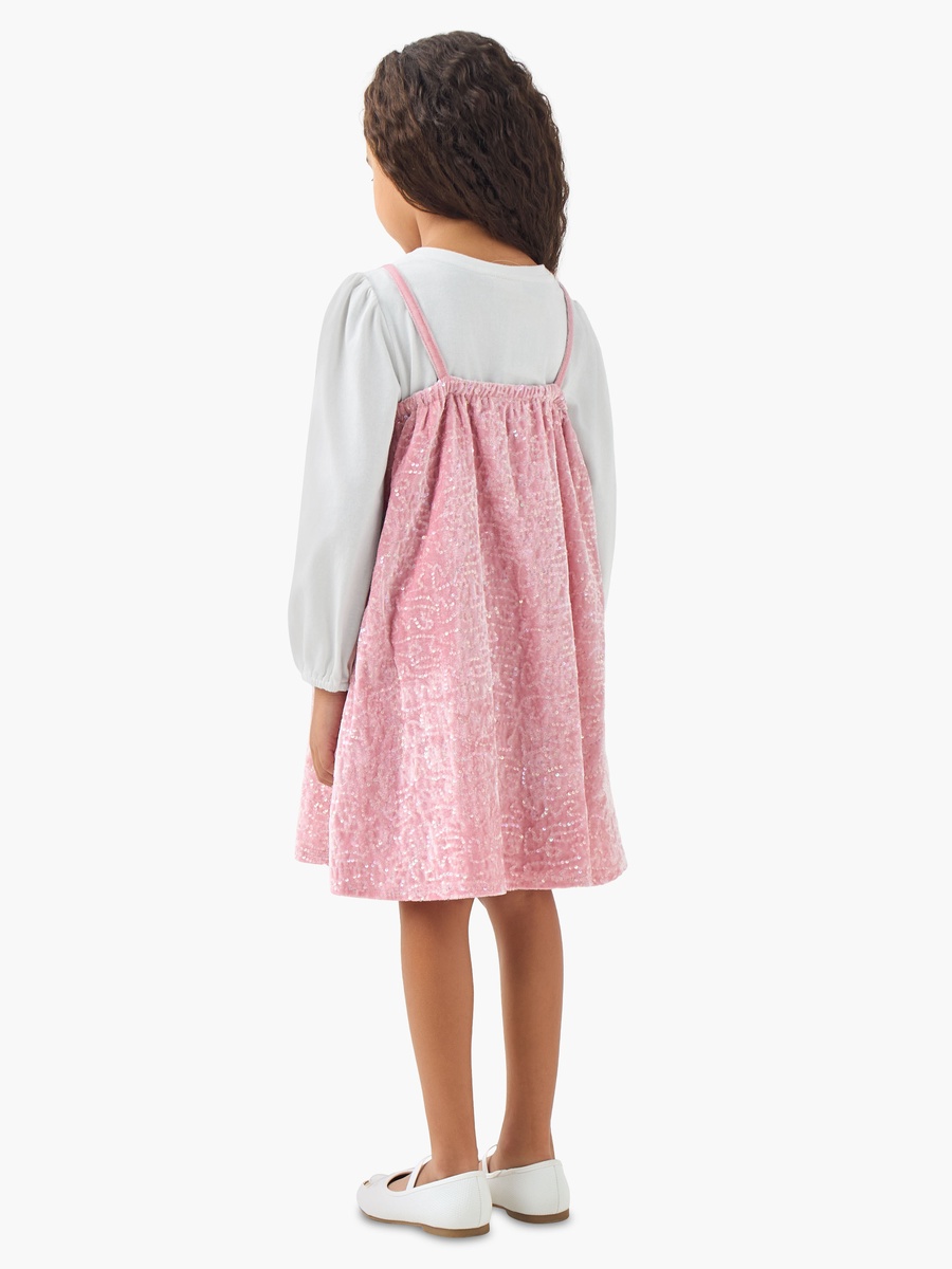Round Neck Long Sleeves Knee Length Dress with T-Shirt