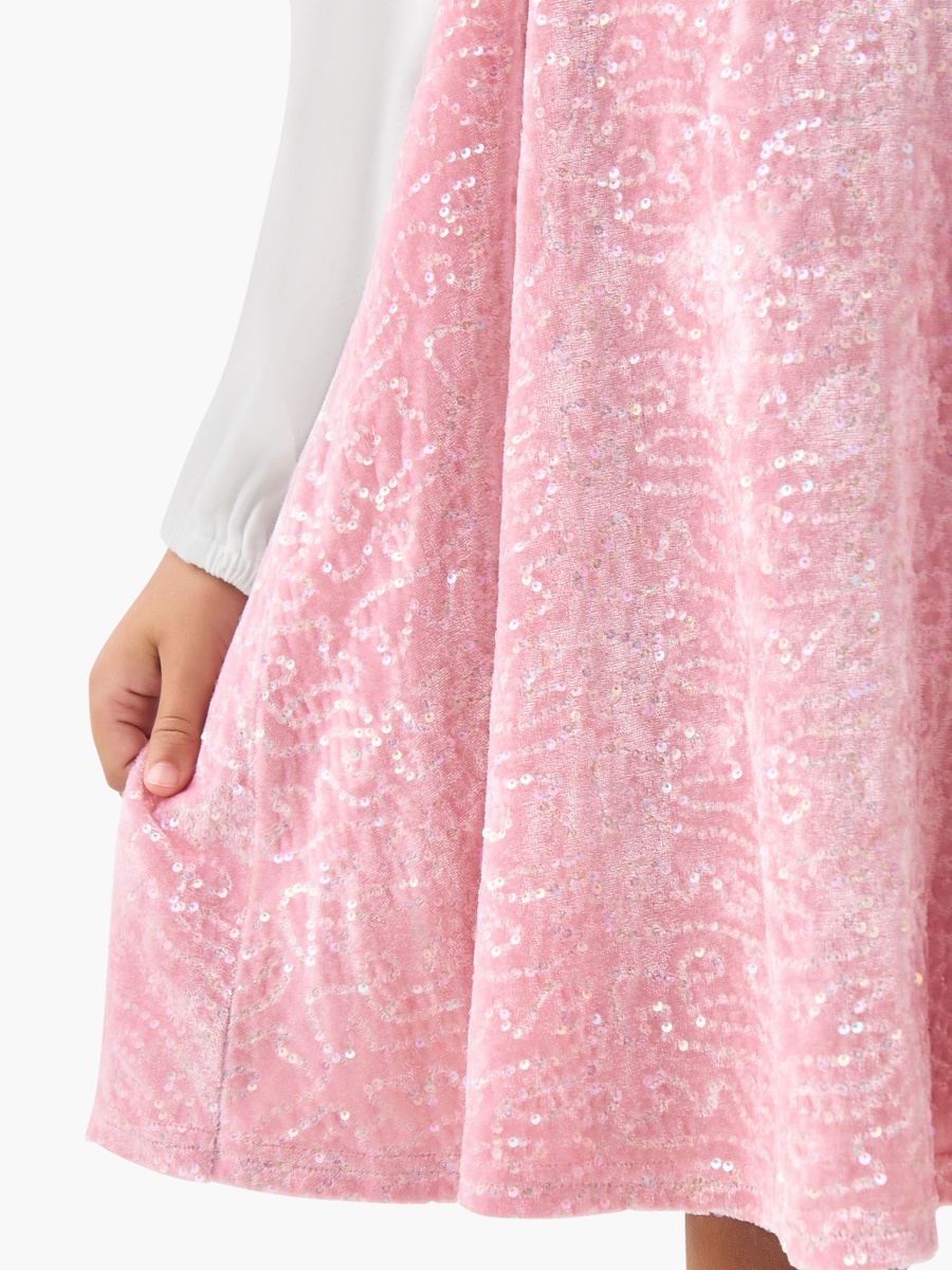 Round Neck Long Sleeves Knee Length Dress with T-Shirt