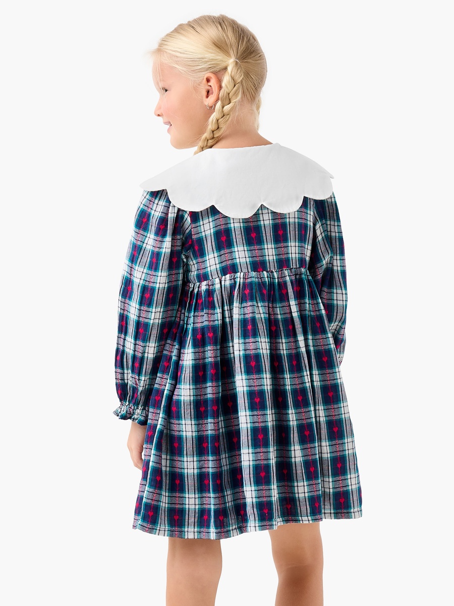 فستان بطول الركبة بأكمام طويلة وياقة بيتر بان وطبعة قلب