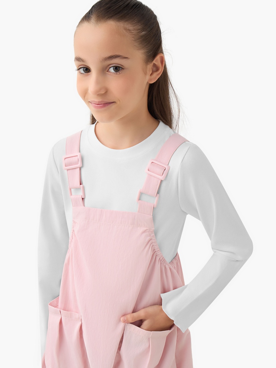 Round Neck Long Sleeve Pinafore with Pockets