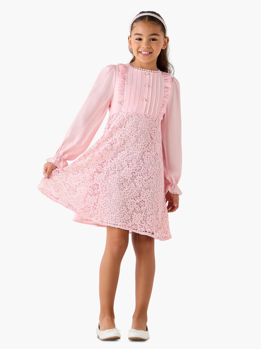 Eligo Round Neck Long Sleeves Dress with Ruffles