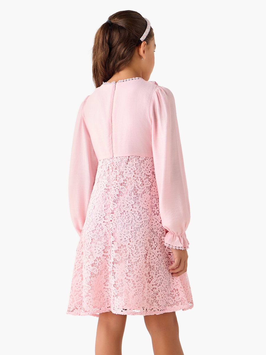 Eligo Round Neck Long Sleeves Dress with Ruffles