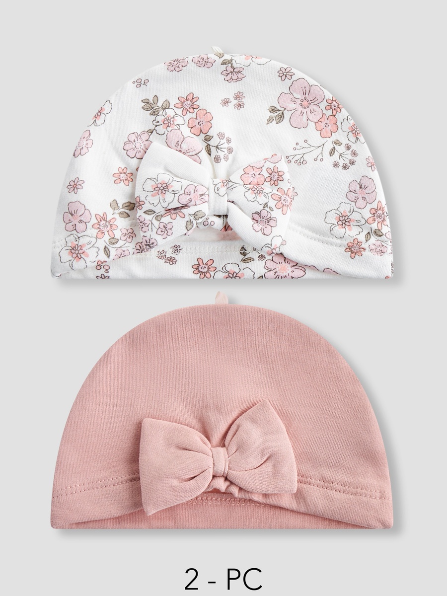 Pack of 2 - Beanie with Bow Detail