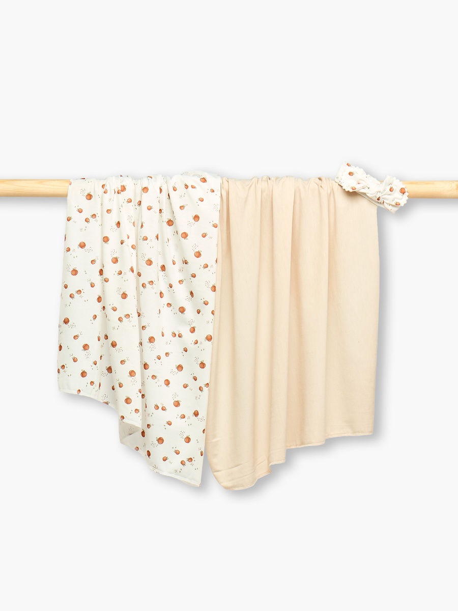 Set of 3 - Baby Swaddle with Headband - 30x30 cm