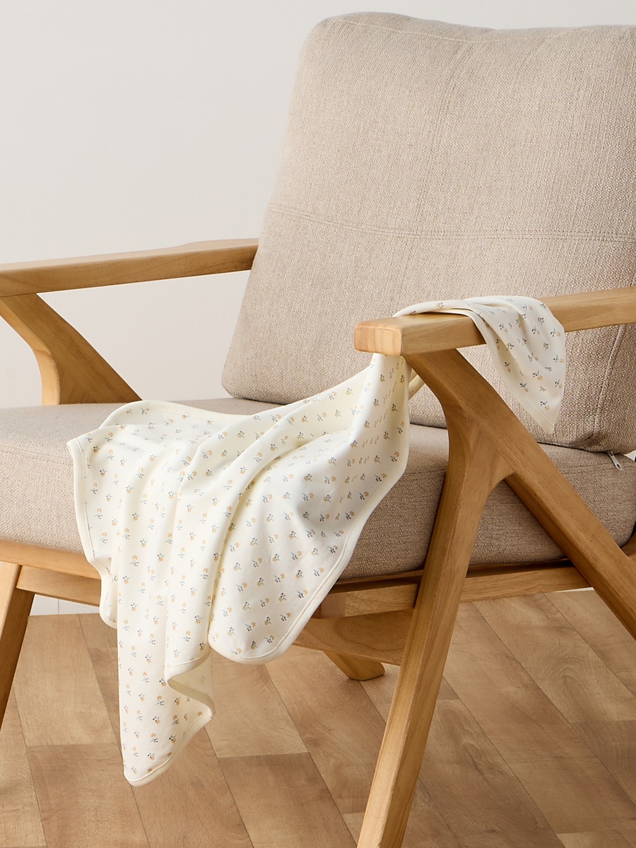 Baby Cotton Receiving Blanket with Floral Print