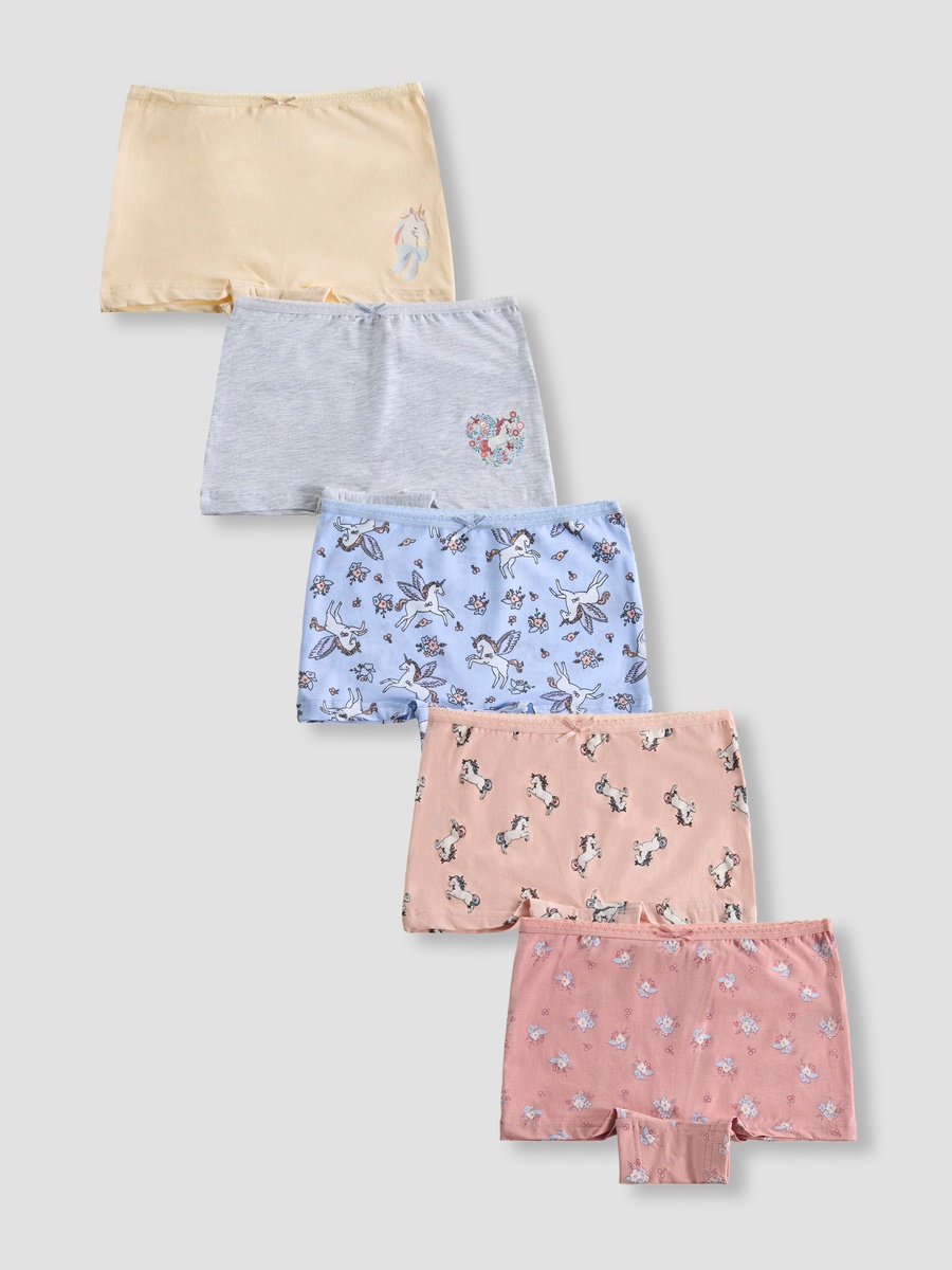 Pack of 5 - Cotton Boxer Briefs with Unicorn Print