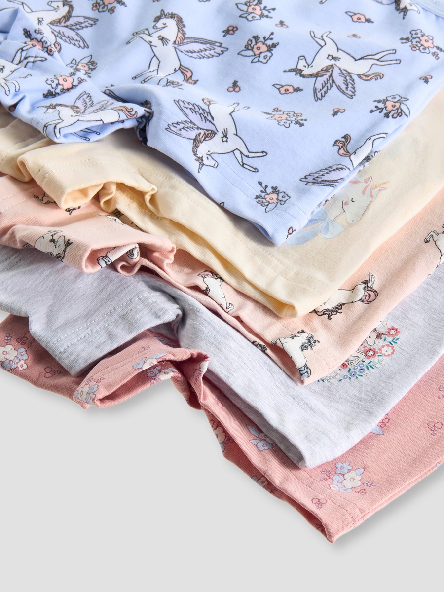 Pack of 5 - Cotton Boxer Briefs with Unicorn Print