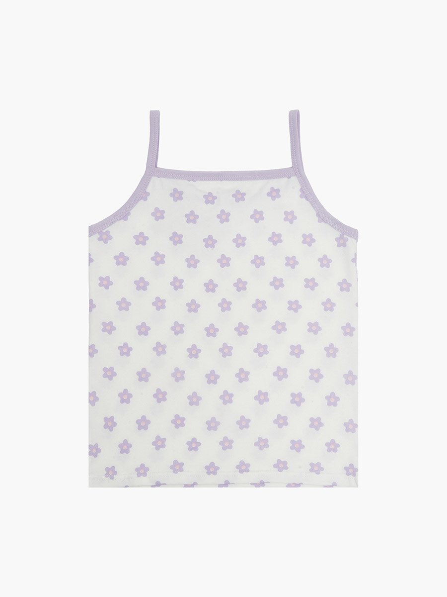 Pack of 2 - Girls Lilac Printed Cotton Vest