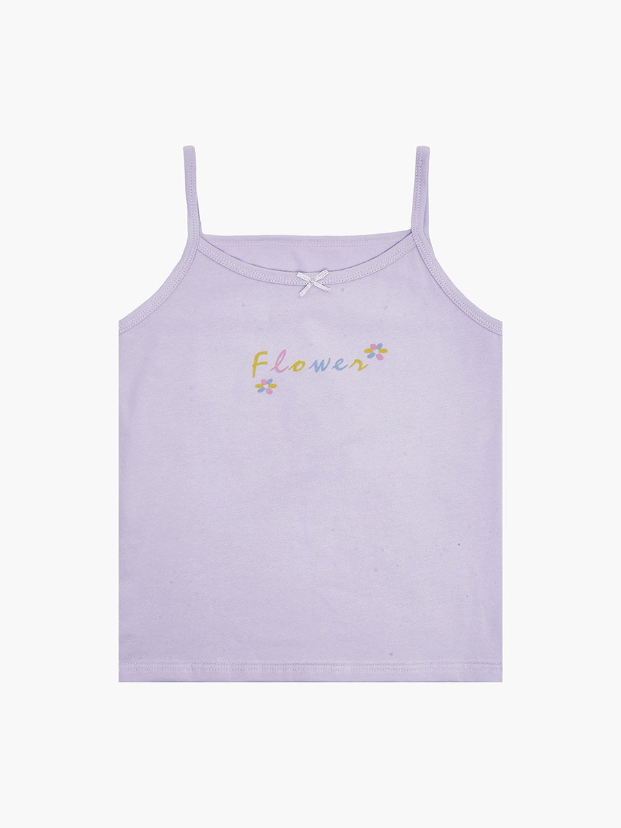 Pack of 2 - Girls Lilac Printed Cotton Vest