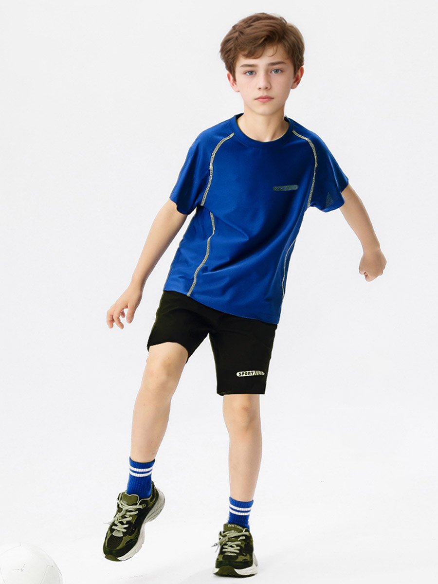 Boys Printed Round Neck T-Shirt and Shorts Set