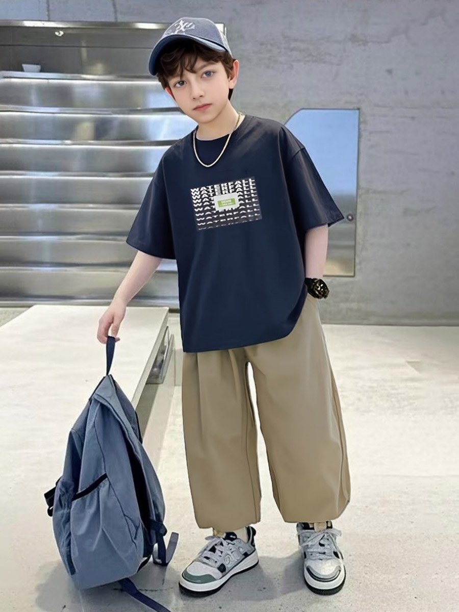 Boys Back Graphic Print T-Shirt and Pants Set