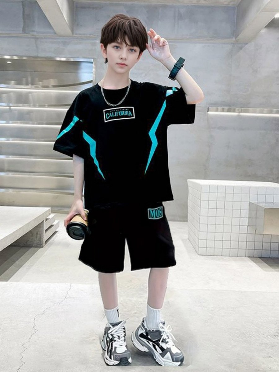 Boys Graphic Printed T-Shirt and Shorts Set